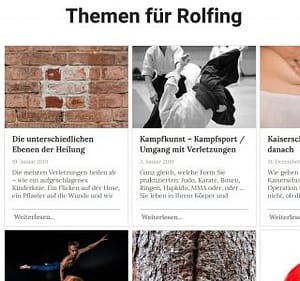Auflistung von Themen, die mit Rolfing in Verbindung stehen