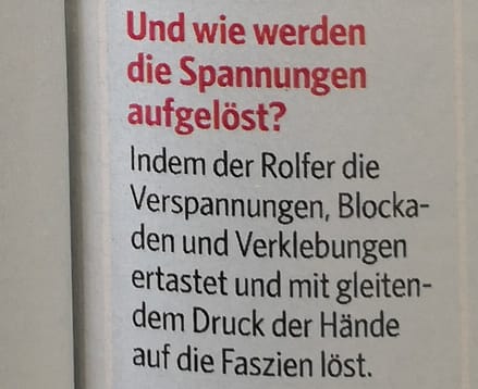 Auszug aus dem Rolfing Artikel in BILD der FRAU